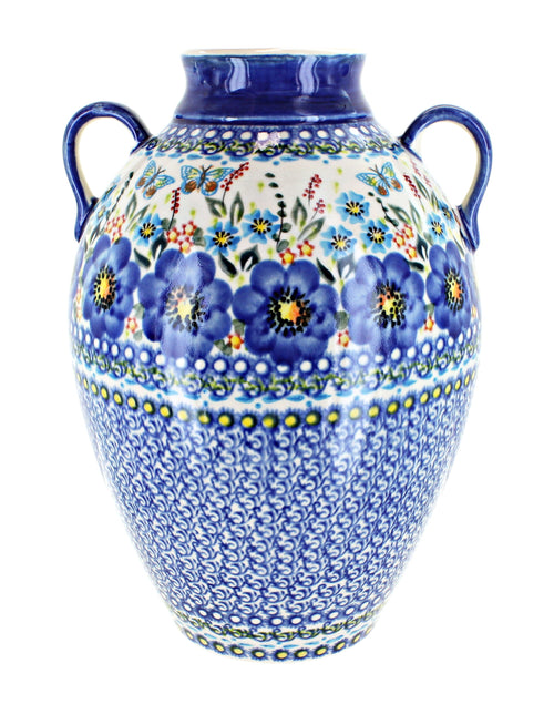 Polish Pottery Garden of Blue Large Jug Vase