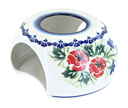 Polish Pottery Cherry Red Bouquet Teapot Warmer