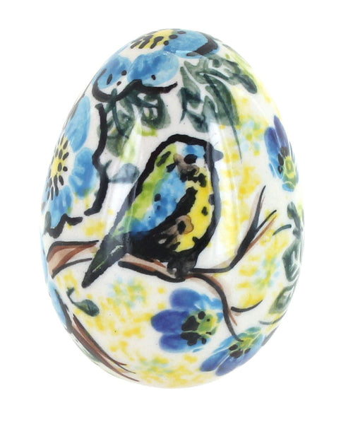 Polish Pottery Bluebird Garden Small Decorated Egg