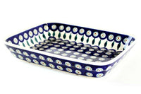 Peacock Small Rectangular Baker Polish Pottery