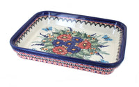 Polish Pottery Floral Butterfly Small Rectangular Baker