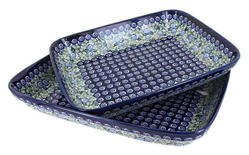 Polish Pottery Seaside Swirl Rectangular Baker Set