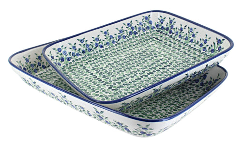 Polish Pottery Porcelain Vine Rectangular Baker Set