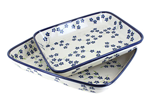 Polish Pottery Willow Rectangular Baker Set