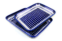 Flowering Peacock Rectangular Baker Set Polish Pottery