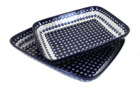 Polish Pottery Flowering Peacock Rectangular Baker Set