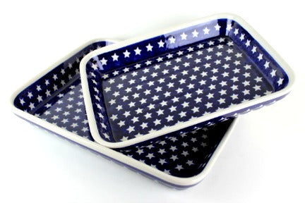 Stars Rectangular Baker Set Polish Pottery