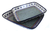 Polish Pottery Mosaic Flower Rectangular Baker Set