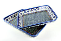 Mosaic Flower Rectangular Baker Set Polish Pottery
