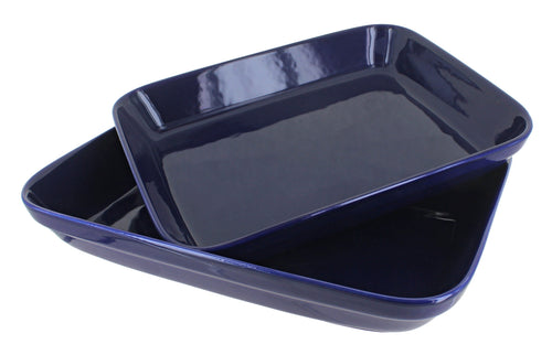 Polish Pottery Cobalt Rectangular Baker Set