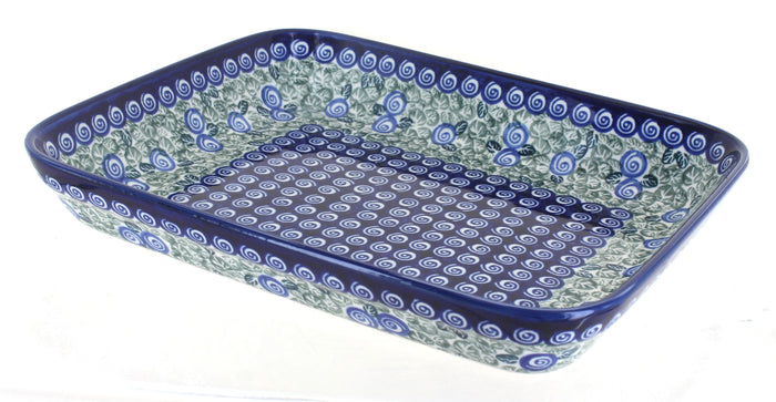 Polish Pottery Seaside Swirl Medium Rectangular Baker