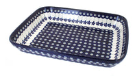 Polish Pottery Flowering Peacock Medium Rectangular Baker