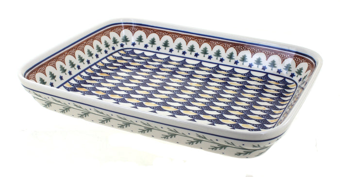 Polish Pottery Evergreen Medium Rectangular Baker