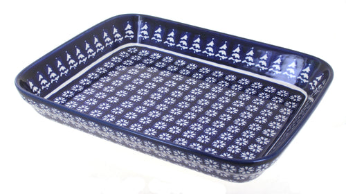 Polish Pottery Winter Nights Medium Rectangular Baker