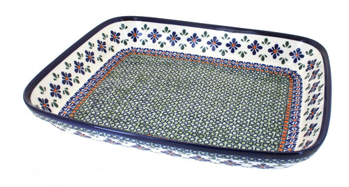 Polish Pottery Mosaic Flower Large Rectangular Baker