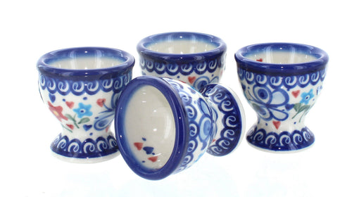 Polish Pottery Butterfly 4PC Egg Cup Set