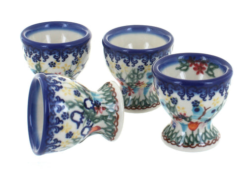 Polish Pottery Garden of Eden 4PC Egg Cup Set