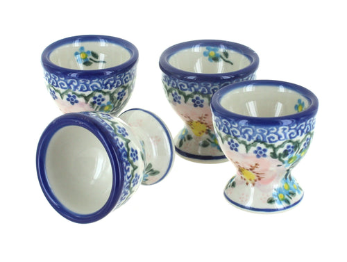 Polish Pottery Apple Blossom 4PC Egg Cup Set