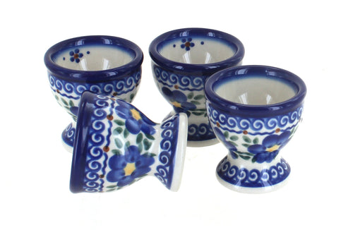 Polish Pottery Spring Blossom 4 PC Egg Cup Set