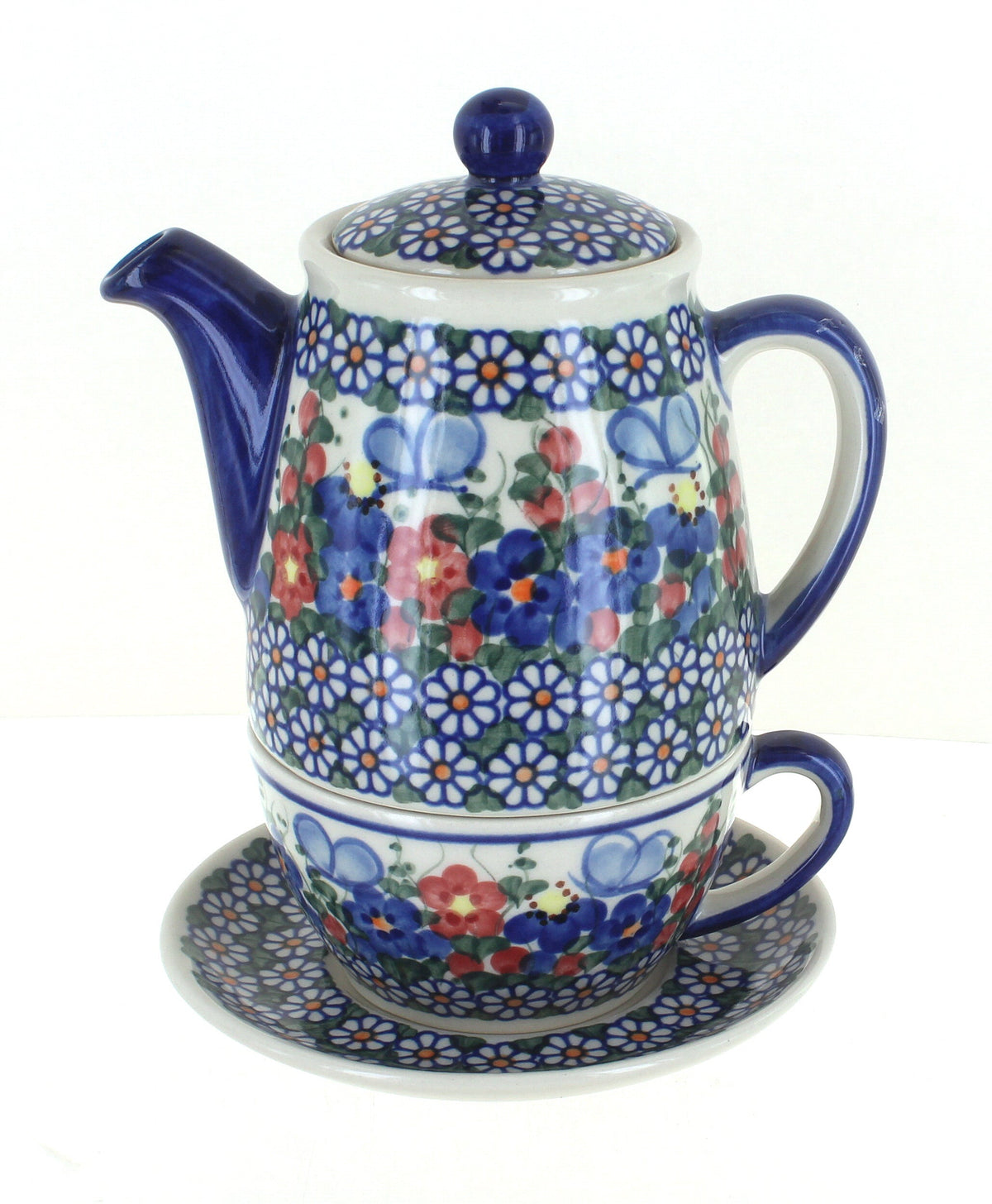 Garden Butterfly Tea For One – Blue Rose Pottery