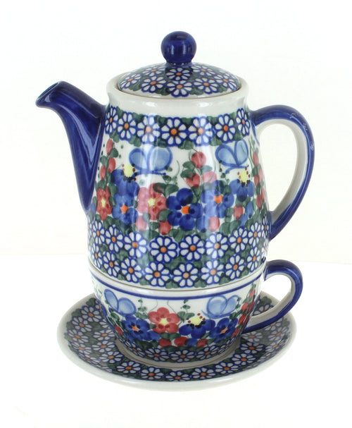 Polish Pottery Garden Butterfly Tea For One