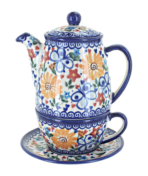Polish Pottery Butterfly Tea For One