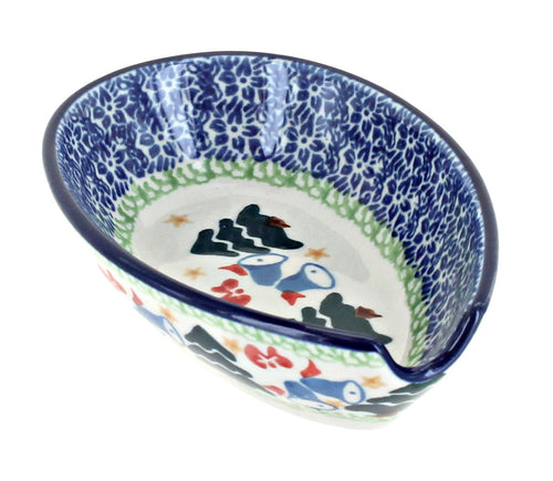 Polish Pottery Winter Bells Small Spoon Rest