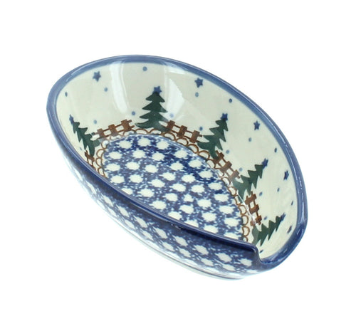 Polish Pottery Rustic Pines Small Spoon Rest