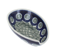 Polish Pottery Peacock Swirl Small Spoon Rest
