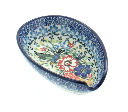 Polish Pottery Hummingbird Small Spoon Rest