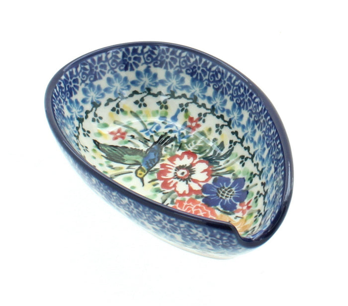 Polish Pottery Hummingbird Small Spoon Rest