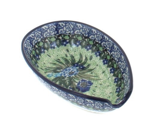 Polish Pottery Sapphire Fields Small Spoon Rest