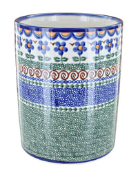 Polish Pottery Aztec Flower Utensil Jar