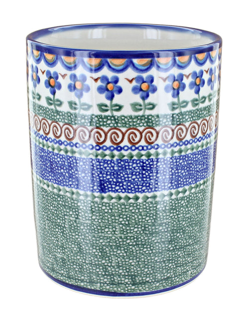 Polish Pottery Aztec Flower Utensil Jar