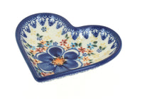 Polish Pottery Blue Dahlia Heart Dish
