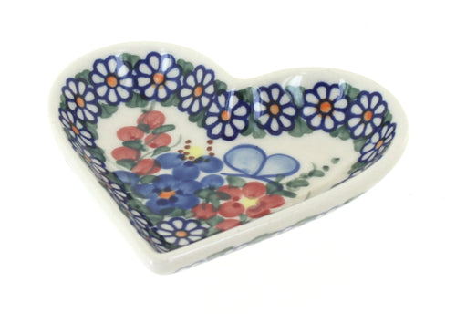 Polish Pottery Garden Butterfly Heart Dish