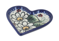 Polish Pottery Ladybug Heart Dish