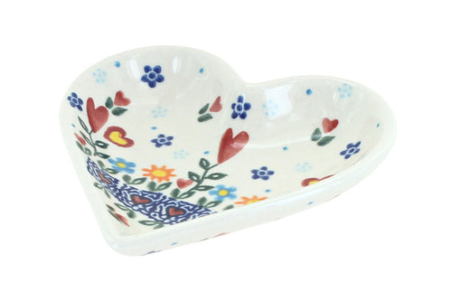 Polish Pottery Hearts & Flowers Heart Dish