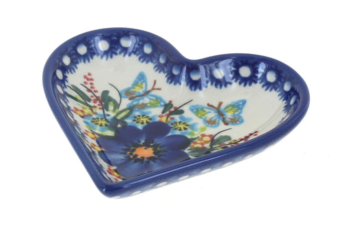 Polish Pottery Garden of Blue Heart Dish