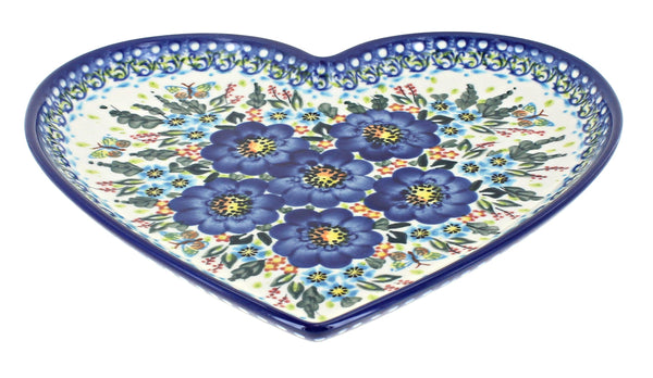 Garden of Blue Large Heart Plate
