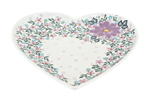 Polish Pottery Lilac Garden Large Heart Plate