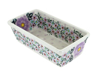 Polish Pottery Lilac Garden Small Loaf Baker