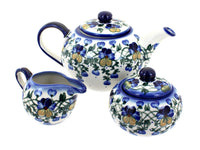 Polish Pottery Pansies 3 Piece Tea Set