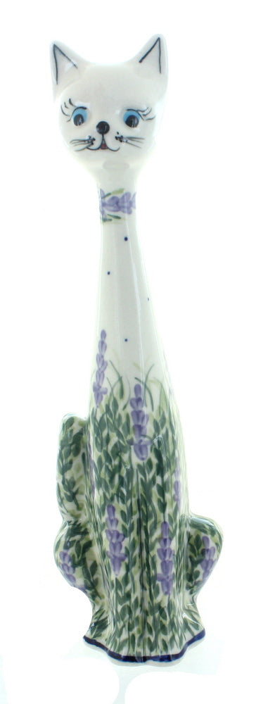 Polish Pottery Lavender Fields Large Cat