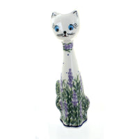 Polish Pottery Lavender Fields Small Cat