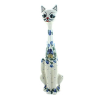 Polish Pottery Pansies Large Cat