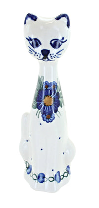 Polish Pottery Forget Me Not Small Cat