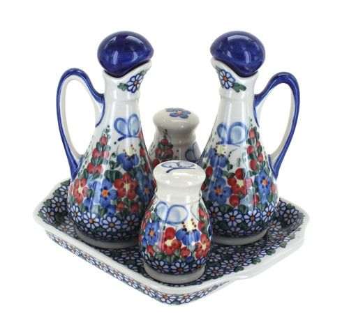 Polish Pottery Garden Butterfly Table Accessory Set