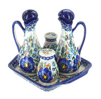 Polish Pottery Garden of Blue Table Accessory Set