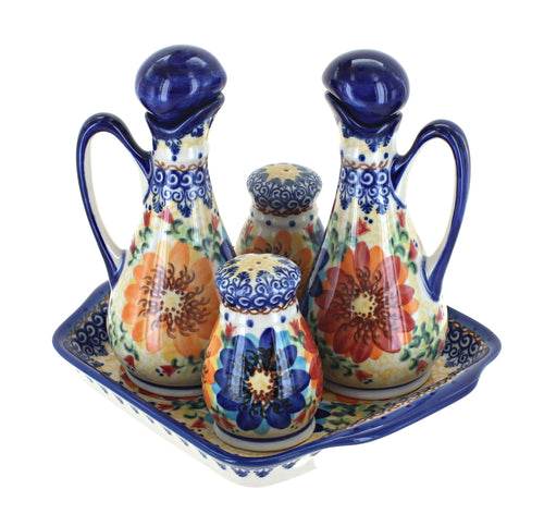 Polish Pottery Autumn Burst Table Accessory Set